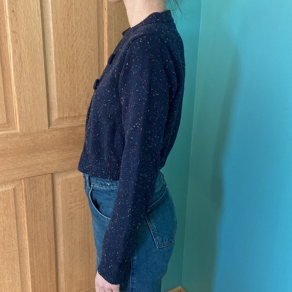 ModCloth Blue Confetti Crop Cardigan - Picture 3 of 9